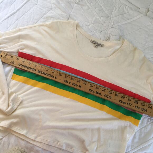 Express ONE ELEVEN crop long sleeve top colorful striped detail small - Picture 5 of 7